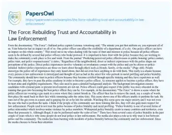 Essay on Restoring Trust in Law Enforcement: Challenges and Strategies