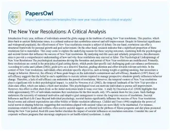 Essay on The New Year Resolutions: a Critical Analysis