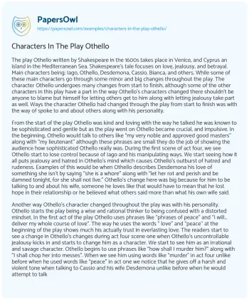 Essay on Characters in the Play Othello