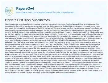 Essay on Marvel’s First Black Superheroes