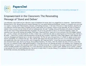 Essay on Empowerment in the Classroom: the Resonating Message of ‘Stand and Deliver’