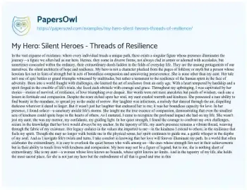 Essay on My Hero: Silent Heroes – Threads of Resilience