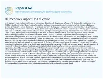 Essay on Dr Pechero’s Impact on Education