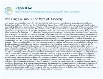 Essay on Revisiting Columbus: the Myth of Discovery