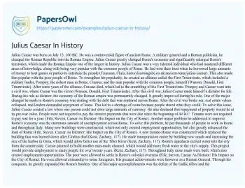 Essay on Julius Caesar in History