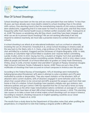 Essay on Rise of School Shootings