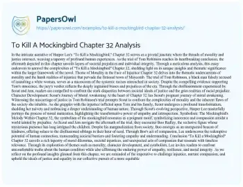 Essay on To Kill a Mockingbird Chapter 32 Analysis