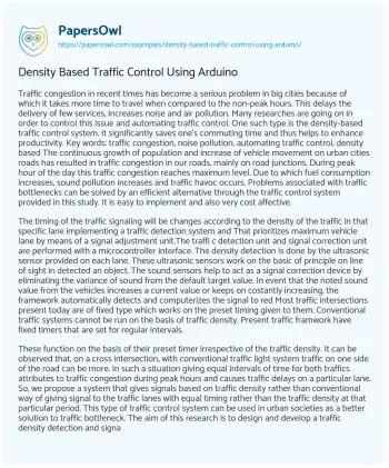 Essay on Density Based Traffic Control Using Arduino