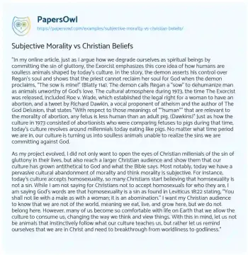 Essay on Subjective Morality Vs Christian Beliefs