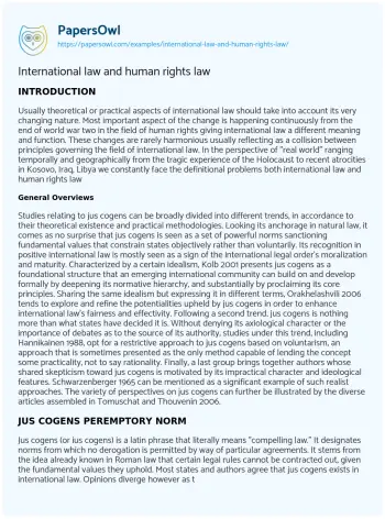 Essay on International Law and Human Rights Law