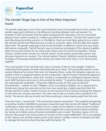 Essay on The Gender Wage Gap is One of the most Important Issues