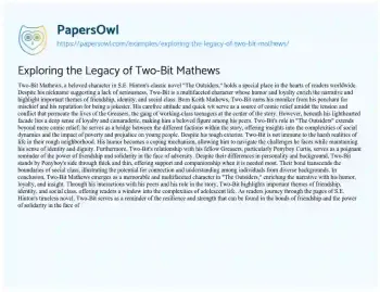 Essay on Exploring the Legacy of Two-Bit Mathews