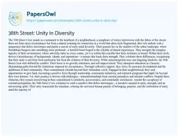 Essay on 38th Street: Unity in Diversity