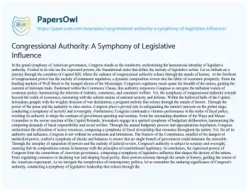 Essay on Congressional Authority: a Symphony of Legislative Influence