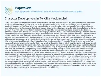 Essay on Character Development in to Kill a Mockingbird