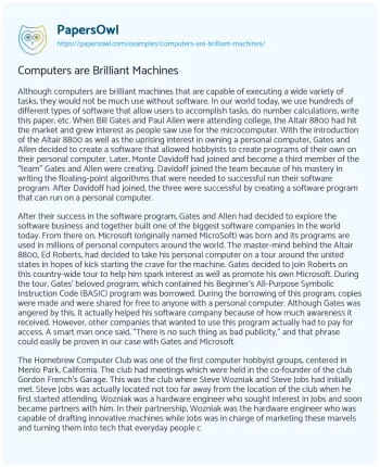 Essay on Software Development Impact on Personal Computing Access