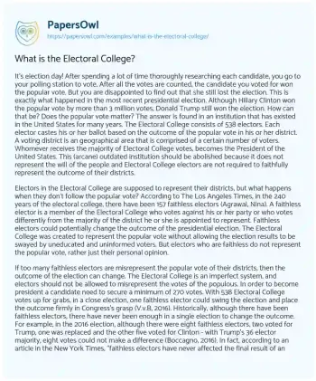 Essay on What is the Electoral College?