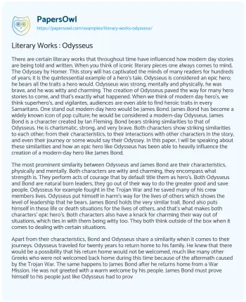 Essay on Literary Works : Odysseus