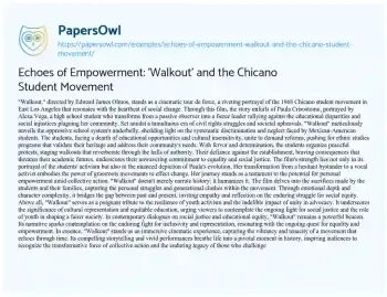 Essay on Echoes of Empowerment: ‘Walkout’ and the Chicano Student Movement