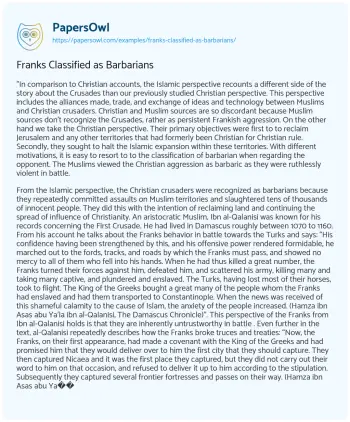 Essay on Franks Classified as Barbarians