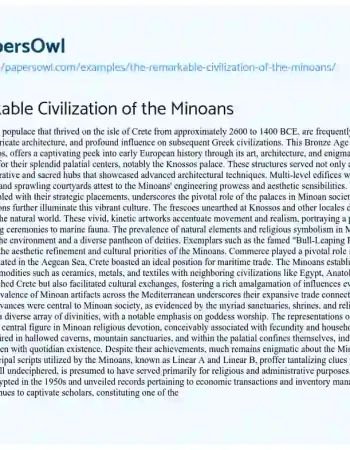 Essay on The Remarkable Civilization of the Minoans