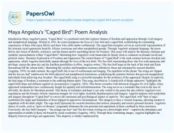 Essay on Maya Angelou’s “Caged Bird”: Poem Analysis