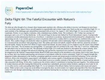 Essay on Delta Flight 191: the Fateful Encounter with Nature’s Fury