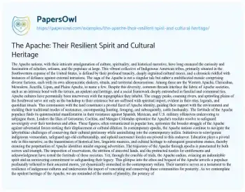 Essay on The Apache: their Resilient Spirit and Cultural Heritage