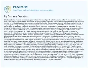 Essay on My Summer Vacation