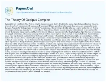 Essay on The Theory of Oedipus Complex