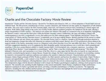 Essay on Charlie and the Chocolate Factory: Movie Review