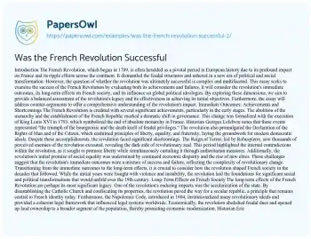 Essay on Was the French Revolution Successful