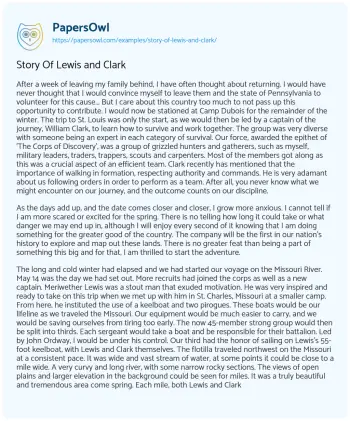 Essay on Story of Lewis and Clark