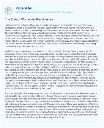 Essay on The Role of Women in the Odyssey