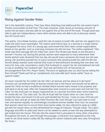 Essay on Rising against Gender Roles