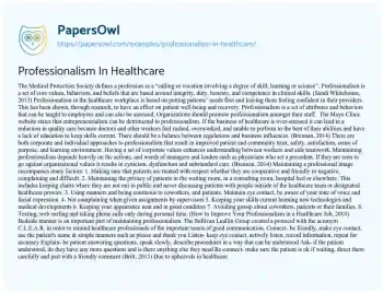 Essay on Professionalism in Healthcare