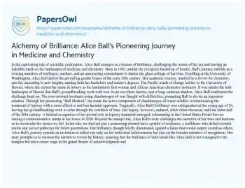 Essay on Alchemy of Brilliance: Alice Ball’s Pioneering Journey in Medicine and Chemistry