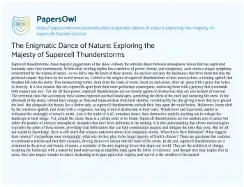 Essay on The Enigmatic Dance of Nature: Exploring the Majesty of Supercell Thunderstorms