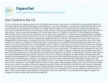 Essay on Gun Control in the US