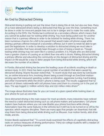 Essay on An End to Distracted Driving