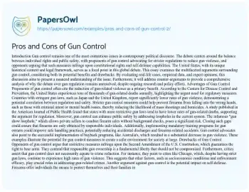 Essay on Pros and Cons of Gun Control