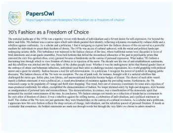 Essay on 70’s Fashion as a Freedom of Choice