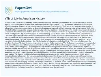 Essay on 4Th of July in American History