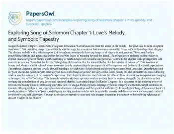 Essay on Exploring Song of Solomon Chapter 1: Love’s Melody and Symbolic Tapestry