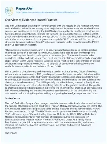 Essay on Overview of Evidenced-based Practice