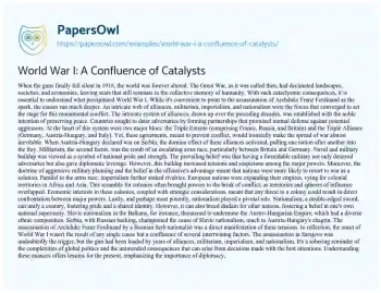 Essay on World War I: a Confluence of Catalysts