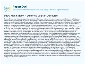 Essay on Straw Man Fallacy: a Distorted Logic in Discourse