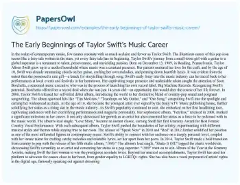 Essay on The Early Beginnings of Taylor Swift’s Music Career