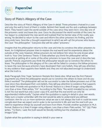 Essay on Story of Plato’s Allegory of the Cave