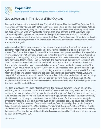 Essay on God Vs Humans in the Iliad and the Odyssey